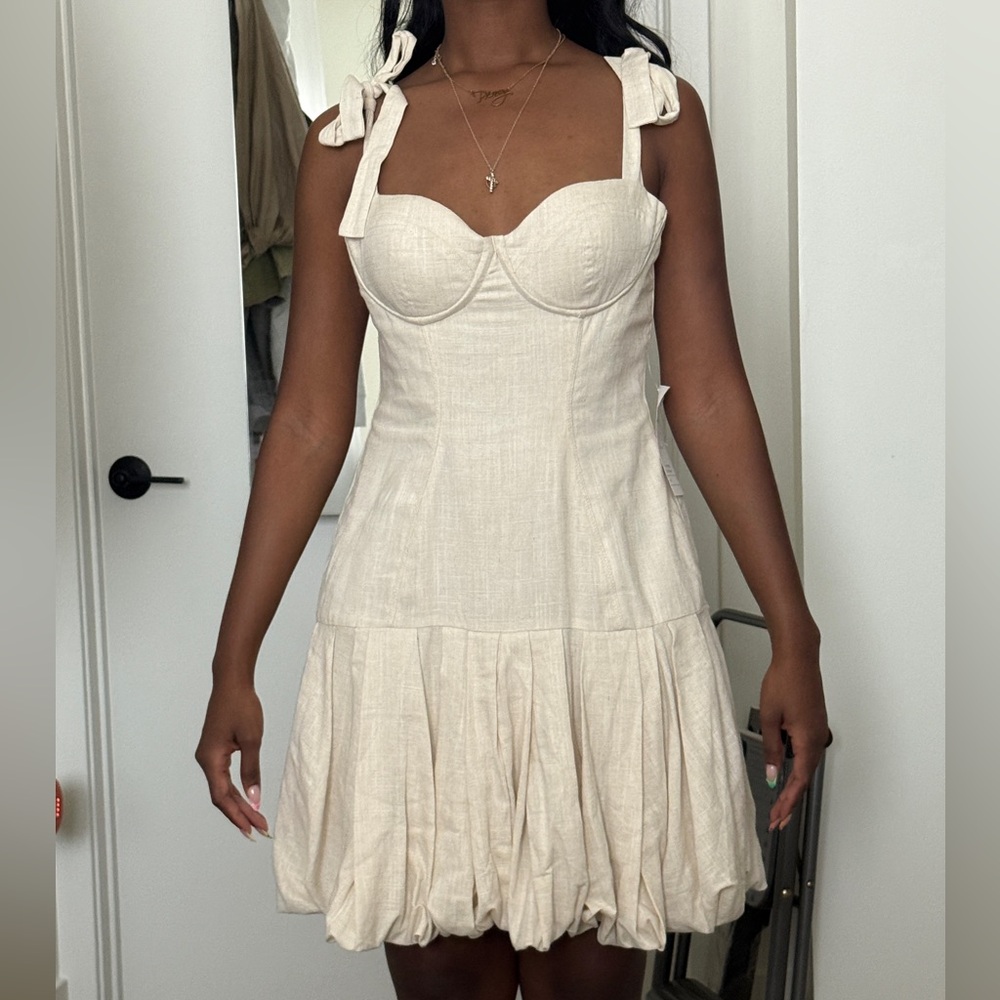 Cream Tie-Strap Dress